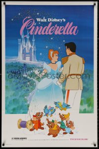 4j0799 CINDERELLA 1sh R1981 Walt Disney classic romantic cartoon, image of prince & mice!