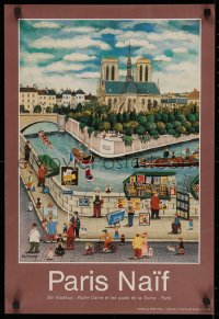 4j0556 BIN KASHIWA 17x24 French commercial poster 1980s-1990s Paris Naif - Notre Dame by the artist!