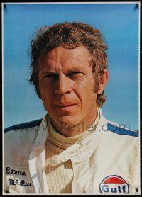 4j0590 STEVE McQUEEN 29x41 commercial poster 1970s race car driver Steve McQueen in Gulf uniform!