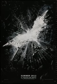4j0818 DARK KNIGHT RISES teaser DS 1sh 2012 image of Batman's symbol in broken buildings!