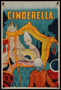 4j0507 CINDERELLA stage play English double crown 1930s art of Cinderella getting out of carriage!