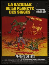 4j0102 BATTLE FOR THE PLANET OF THE APES French 23x30 1973 Tanenbaum art of war between apes/humans!