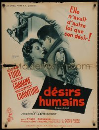 4j0111 HUMAN DESIRE French 24x31 1955 Gloria Grahame born to be bad, kissed & make trouble, Lang!