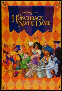 4j0900 HUNCHBACK OF NOTRE DAME int'l DS 1sh 1996 Walt Disney cartoon, cool checkerboard art!