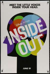 4j0916 INSIDE OUT advance DS 1sh 2015 Walt Disney, Pixar, the voices inside your head, profile art!