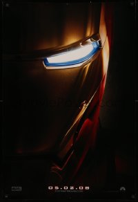 4j0923 IRON MAN teaser DS 1sh 2008 Robert Downey Jr. is Iron Man, cool close-up of mask!