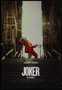 4j0935 JOKER teaser DS 1sh 2019 Joaquin Phoenix as the DC Comics villain at the top of the stairs!