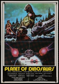 4j0075 PLANET OF DINOSAURS Lebanese 1978 X-Wings & Millennium Falcon art from Star Wars by Tino Aller