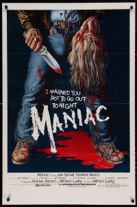 4j0980 MANIAC 1sh 1980 most classic gory Gaia horror artwork of killer holding blonde scalp!