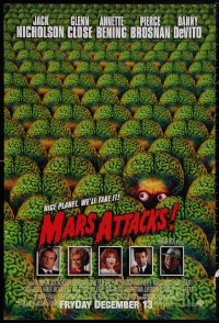 4j0981 MARS ATTACKS! int'l advance 1sh 1996 directed by Tim Burton, great image of brainy aliens!