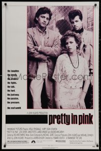 4j1025 PRETTY IN PINK 1sh 1986 great portrait of Molly Ringwald, Andrew McCarthy & Jon Cryer!