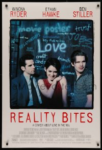 4j1037 REALITY BITES DS 1sh 1994 Winona Ryder, Ben Stiller, Ethan Hawke, comedy about love in the '90s!