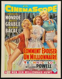 4j0538 HOW TO MARRY A MILLIONAIRE 15x20 REPRO poster 1990s Marilyn Monroe, Grable & Bacall!