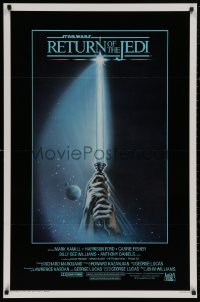 4j1041 RETURN OF THE JEDI int'l 1sh 1983 classic art of hands holding lightsaber by Tim Reamer!
