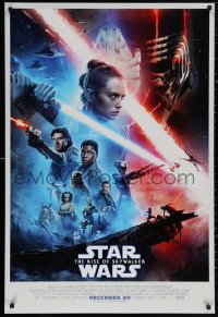 4j1052 RISE OF SKYWALKER advance DS 1sh 2019 Star Wars, Ridley, Hamill, Fisher, great cast montage!