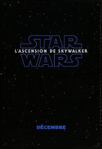 4j1055 RISE OF SKYWALKER int'l French language teaser DS 1sh 2019 Star Wars, black style!