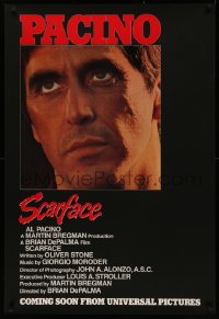 4j1079 SCARFACE advance 1sh 1983 Al Pacino as Tony Montana, Brian De Palma, Oliver Stone!