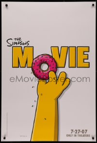 4j1092 SIMPSONS MOVIE advance DS 1sh 2007 classic Groening art of Homer Simpson w/donut!