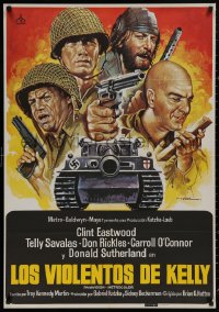 4j0042 KELLY'S HEROES Spanish R1981 Clint Eastwood, Telly Savalas, Mac art of tank and top cast!