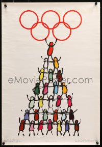 4j0613 1980 SUMMER OLYMPICS 16x23 Russian special poster 1978 art of people forming a pyramid!
