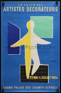 4j0626 38E SALON DES ARTISTES DECORATEURS 15x23 French exhibit poster 1954 figure by Jean Villemot!