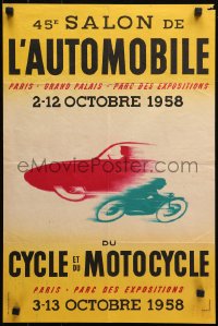 4j0627 45E SALON DE L'AUTOMOBILE 16x24 French special poster 1958 exposition of cars & motorcycles!