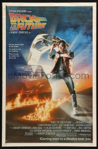 4j0542 BACK TO THE FUTURE mini poster 1985 art of Michael J. Fox & Delorean by Drew Struzan, rare!