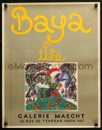 4j0457 BAYA 19x24 French museum/art exhibition 1947 colorful tipped in artwork by Baya Mahieddine!