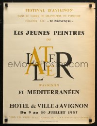 4j0631 FESTIVAL D'AVIGNON 18x24 French special poster 1957 Palais des Papes, cool title design!