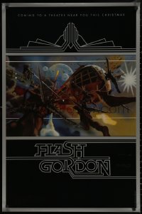 4j0659 FLASH GORDON foil 25x38 special poster 1980 best art by Philip Castle!