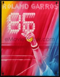 4j0503 FRENCH OPEN 23x30 French poster 1985 great red and blue tennis art by Monory!
