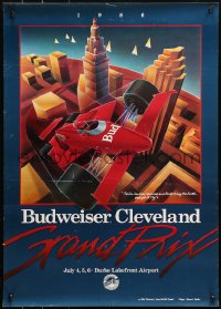 4j0664 GRAND PRIX OF CLEVELAND 20x28 special poster 1986 great Drake art of Indy race car over city!