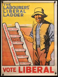 4j0606 LABOURERS' LIBERAL LADDER 15x20 English special poster 1924 art of a farmer with a ladder!