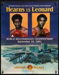 4j0479 LEONARD VS HEARNS Hearns style 22x28 advertising poster 1981 boxers over Caesars Palace!