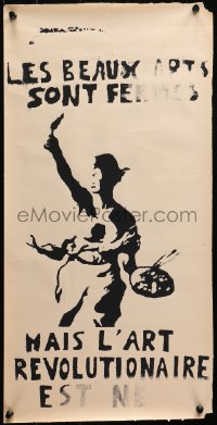 4j0633 LES BEAUX ARTS SONT FERMES 12x24 French poster 1968 Liberty Leading the People as an artist!