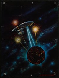 4j0344 STAR TREK 16x22 art print 1975 Kelly Freas art of the Enterprise in battle w/ giant sphere!
