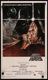 4j0428 STAR WARS Topps poster 1981 George Lucas classic sci-fi epic, great Tom Jung art!