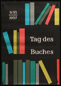 4j0456 TAG DES BUCHES 17x23 German special poster 1957 art of colorful books by Engelmann!