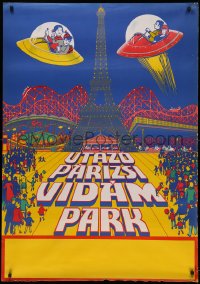 4j0611 UTAZO PARIZSI VIDAMPARK 32x46 Hungarian special poster 1970s different art of Eiffel Tower!