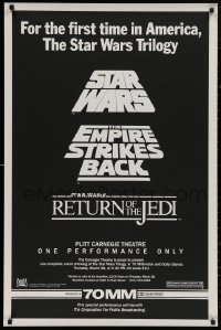 4j1127 STAR WARS TRILOGY BOOTLEG 1sh 1985 one-time showing, PBS benefit at Carnegie Theatre!