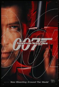4j1159 TOMORROW NEVER DIES teaser 1sh 1997 different image of Brosnan as James Bond!