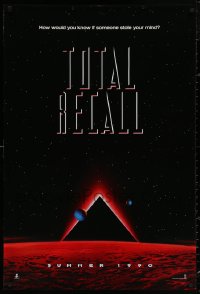 4j1161 TOTAL RECALL teaser 1sh 1990 Schwarzenegger, how would you know if someone stole your mind?