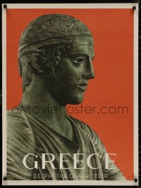 4j0274 GREECE 24x32 Greek travel poster 1956 profile image of the Charioteer of Delphi!