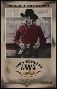 4j1173 URBAN COWBOY foil heavy stock 26x40 1sh 1980 great image of John Travolta in cowboy hat with Lone Star beer!