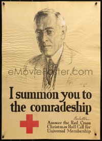 4j0328 I SUMMON YOU TO THE COMRADESHIP 20x28 WWI war poster 1918 art of President Woodrow Wilson!