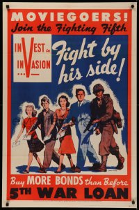 4j0314 MOVIEGOERS JOIN THE FIGHTING FIFTH 27x41 WWII war poster 1944 join fighting 5th, Gustavson!