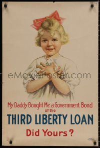 4j0320 THIRD LIBERTY LOAN 20x30 WWI war poster 1917 her daddy bought her a government bond!