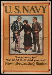 4j0316 WE NEED HIM & YOU TOO 28x41 WWI war poster 1910s Charles Dana Gibson art of Uncle Sam, rare!