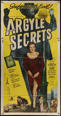 4k0533 ARGYLE SECRETS 3sh 1948 film noir from world's most sinister best-seller, inferno of evil!