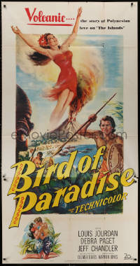 4k0536 BIRD OF PARADISE 3sh 1951 great art of Louis Jourdan & Polynesian beauty Debra Paget, rare!